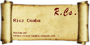 Ricz Csaba névjegykártya